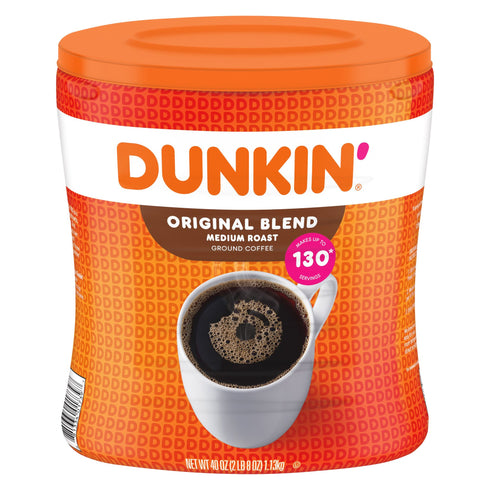 Dunkin' Original Blend Ground Coffee, Medium Roast, Canister, 40 oz.